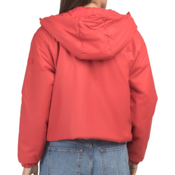 NEW HUNTER Coated Cropped Rain Jacket  in Hunter Red for women 825 6m3 - Picture 2 of 4